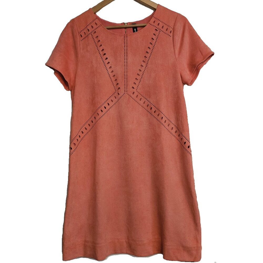 DESIGN LAB LORD & TAYLOR Coral/Peach Short-Sleeved Mini Dress Size Medium